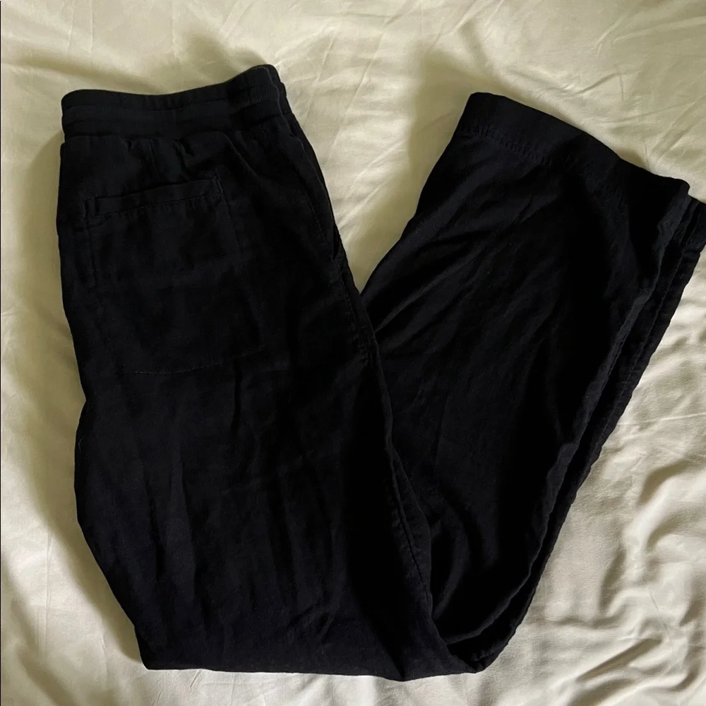 Caslon Linen Blend Black Straight Wide Leg Women's Pants Size XS - Picture 8 of 12